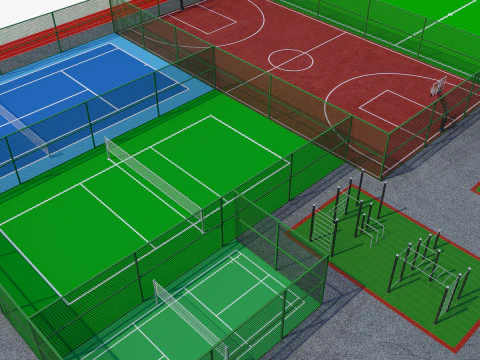 Mini stadi e street fitness Badminton tennis Modello 3D