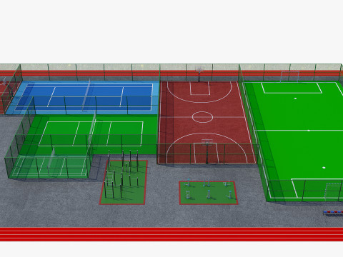 Mini stadiums and street fitness Badminton tennis 3D 모델