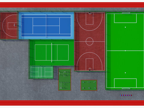Mini stadiums and street fitness Badminton tennis 3D 모델
