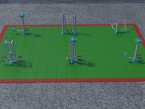 Mini stadiums and street fitness Badminton tennis 3D 모델