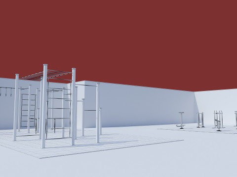 Mini stadiums and street fitness Badminton tennis 3D 모델