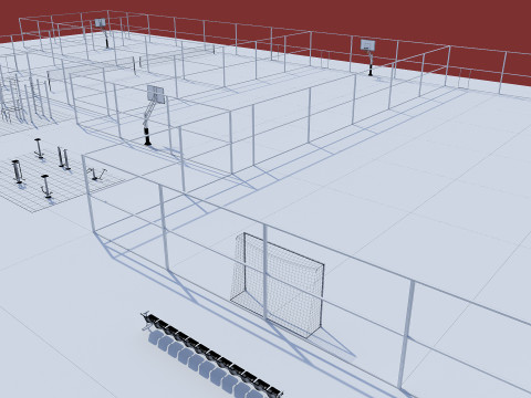 Mini stadiums and street fitness Badminton tennis 3D 모델