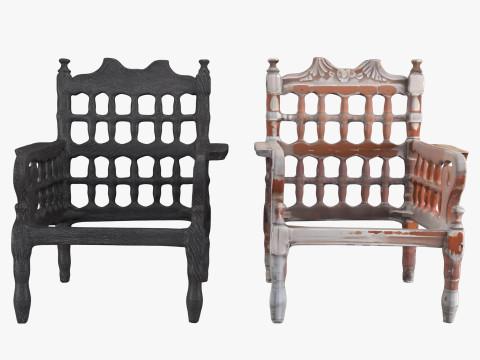 Old wood armchair before and after renewal Modelo 3D