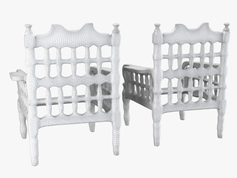 Old wood armchair before and after renewal Modelo 3D