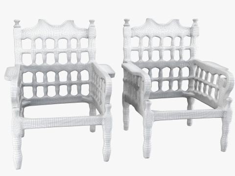Old wood armchair before and after renewal Modelo 3D
