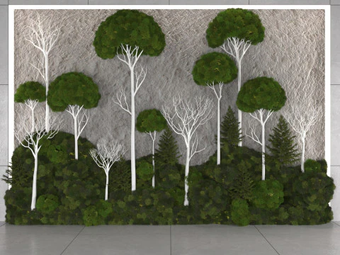 Декор стены деревом из мха 3D Модель