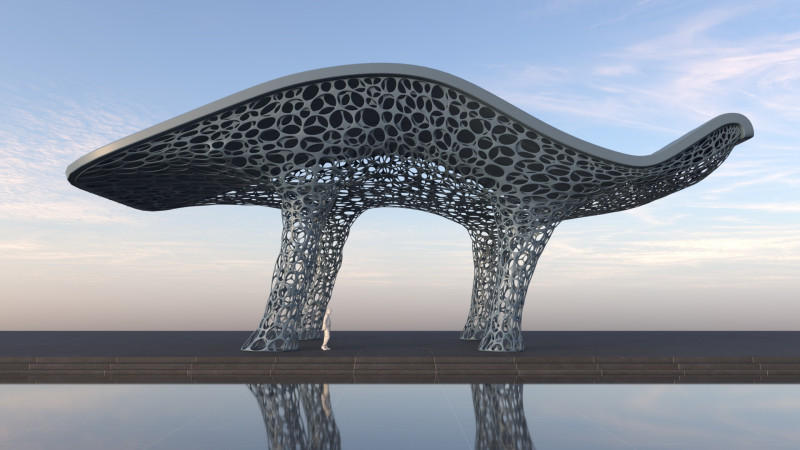 Futuristic high Pavilion 3D Model .c4d .max .obj .3ds .fbx .stl .blend 