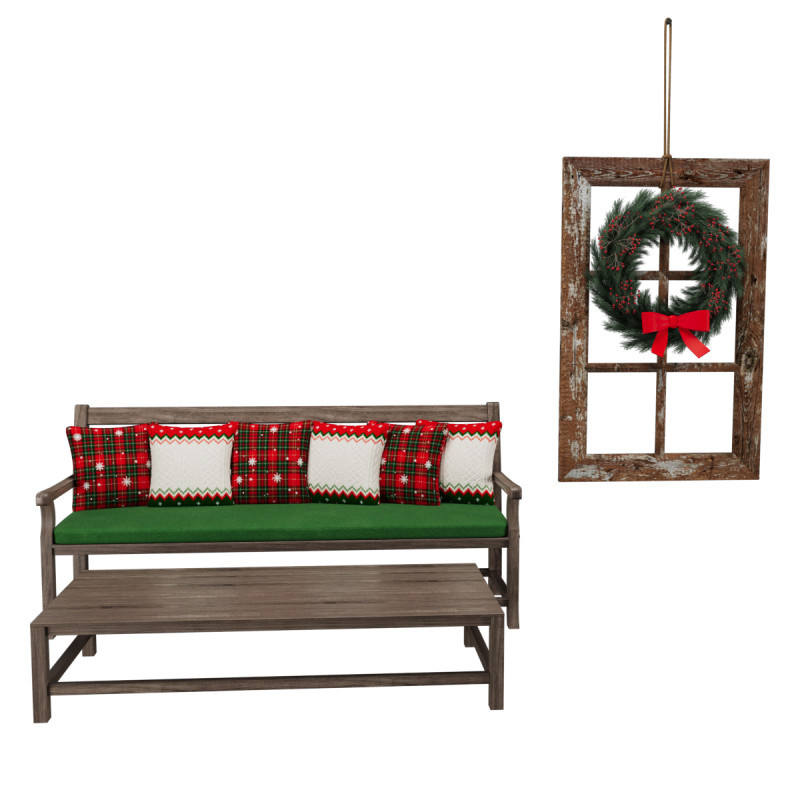 Новорічна прикраса дерев'яної лавки 3D Модель .c4d .max .obj .3ds .fbx .stl .blend 