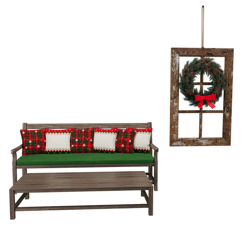 Wood bench Christmas decoration 3D Model .c4d .max .obj .3ds .fbx .stl .blend 