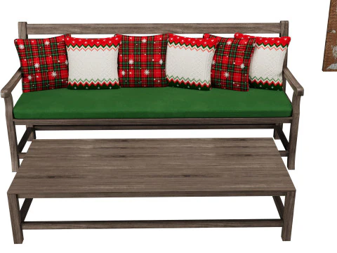 Wood bench Christmas decoration 3D Model