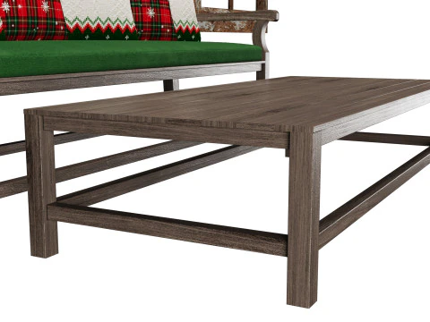 Wood bench Christmas decoration 3D Model