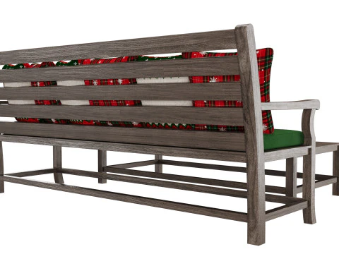 Wood bench Christmas decoration 3D Model