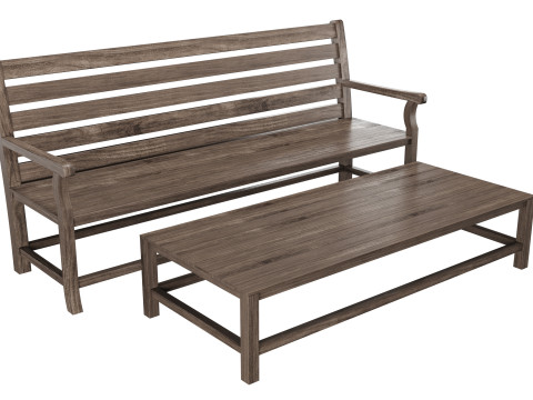 Новорічна прикраса дерев'яної лавки 3D Модель