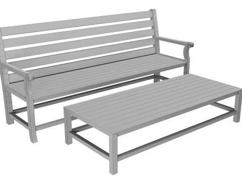 Wood bench Christmas decoration 3D Model