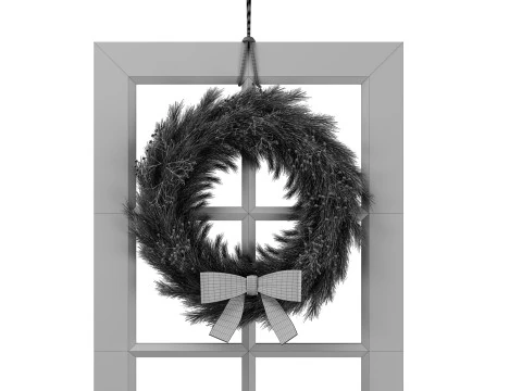Wood bench Christmas decoration 3D Model