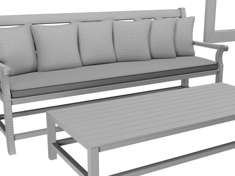 Wood bench Christmas decoration 3D Model