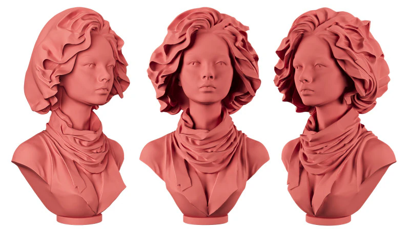 Female bust 3D Model .c4d .max .obj .3ds .fbx .stl .blend 