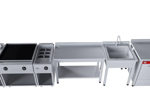 Commercial kitchen equipment 3D Model