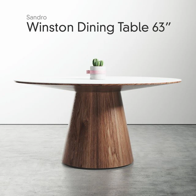 winston dining table sandro walnut veneer 63 inch - 1600mm 3D Model .c4d .max .obj .3ds .fbx .stl .blend 