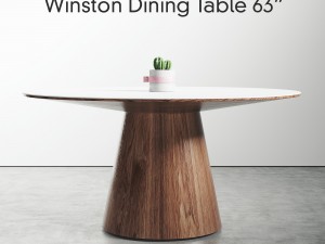 winston dining table sandro walnut veneer 63 inch - 1600mm 3D 모델