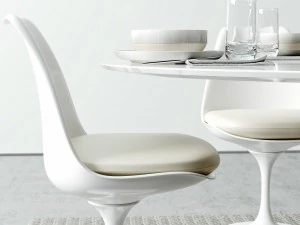 oval tulip table calacatta set 1980mm 3D Model