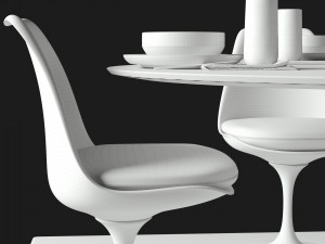 oval tulip table calacatta set 1980mm 3D Модель