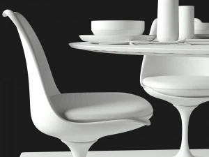 oval tulip table calacatta set 1980mm 3D Model
