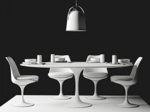 oval tulip table calacatta set 1980mm 3D Модель
