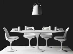oval tulip table calacatta set 1980mm 3D Model