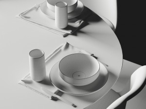 oval tulip table calacatta set 1980mm 3D Модель