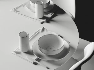 oval tulip table calacatta set 1980mm 3D Model