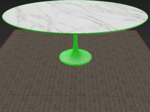 oval tulip table calacatta set 1980mm 3D Model