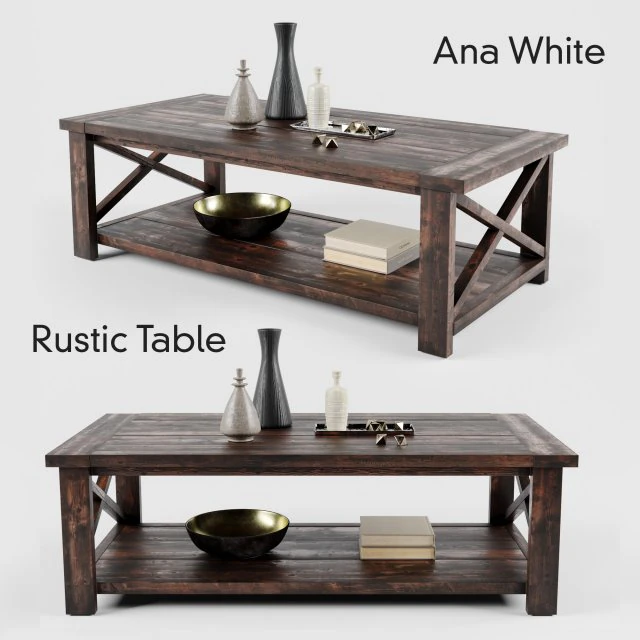 ana white rustic x coffee table 3D Model .c4d .max .obj .3ds .fbx .stl .blend 