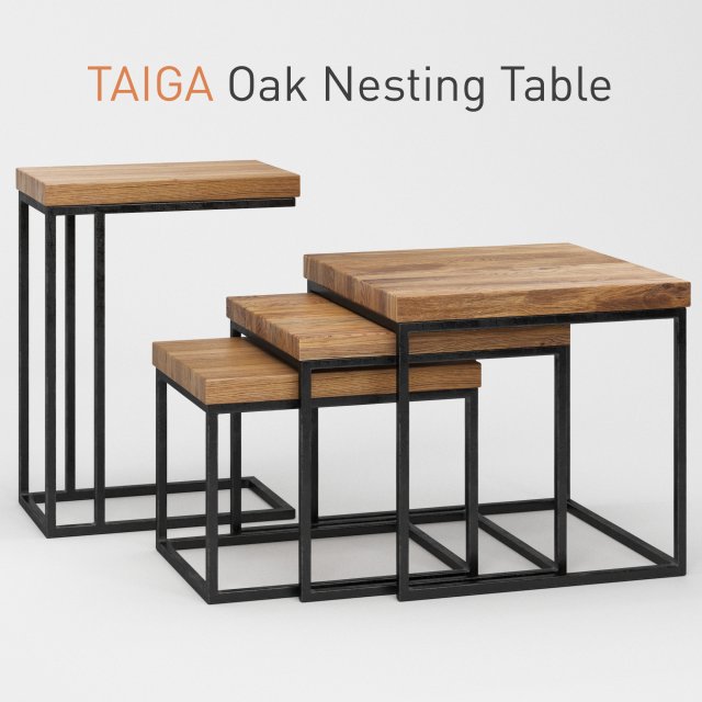 taiga oak nesting table 3D Модель .c4d .max .obj .3ds .fbx .stl .blend 