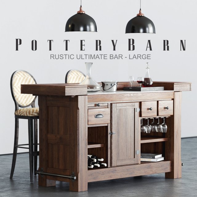 pottery barn rustic bar 3D-Modell .c4d .max .obj .3ds .fbx .stl .blend 