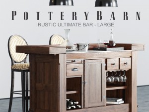 pottery barn rustic bar 3D 모델