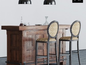 pottery barn rustic bar 3D-Modell