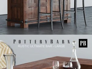 pottery barn rustic bar 3D Model