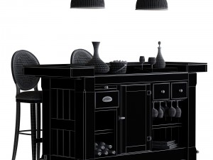 pottery barn rustic bar 3D-Modell