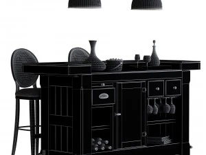 pottery barn rustic bar 3D Model