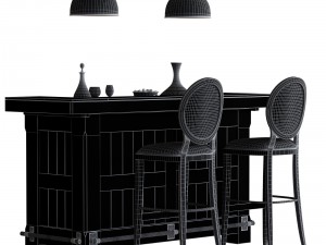 pottery barn rustic bar 3D-Modell