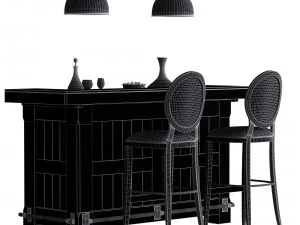 pottery barn rustic bar 3D Model