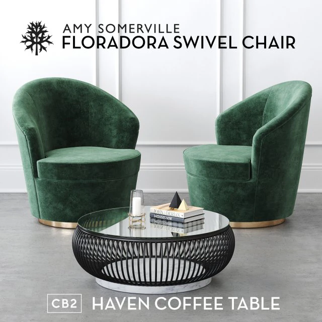 floradora swivel chair with cb2 haven coffee table 3D Model .c4d .max .obj .3ds .fbx .stl .blend 