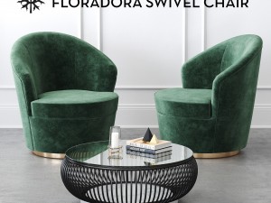 floradora swivel chair with cb2 haven coffee table 3D Model