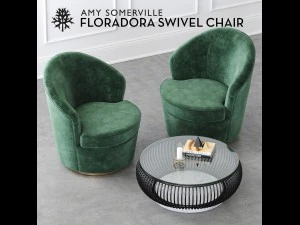floradora swivel chair with cb2 haven coffee table 3D Model