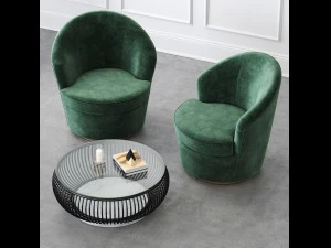 floradora swivel chair with cb2 haven coffee table 3D Model