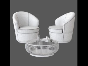 floradora swivel chair with cb2 haven coffee table 3D Model