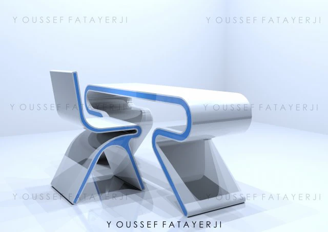 modern simple futuristic desk 3D Model .c4d .max .obj .3ds .fbx .stl .blend 