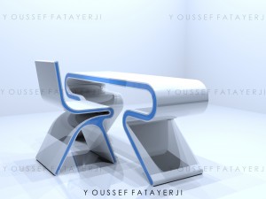 modern simple futuristic desk 3D Model