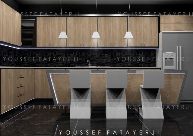 modern kitchen 3D Model .c4d .max .obj .3ds .fbx .stl .blend 